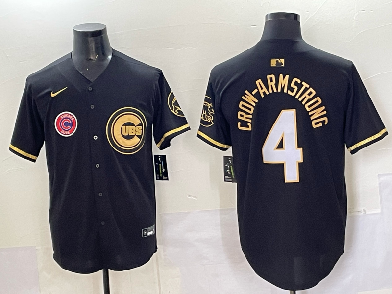 Men Chicago Cubs #4 Crow Armstrong black Nike MLB 2025 Jersey 02->chicago cubs->MLB Jersey